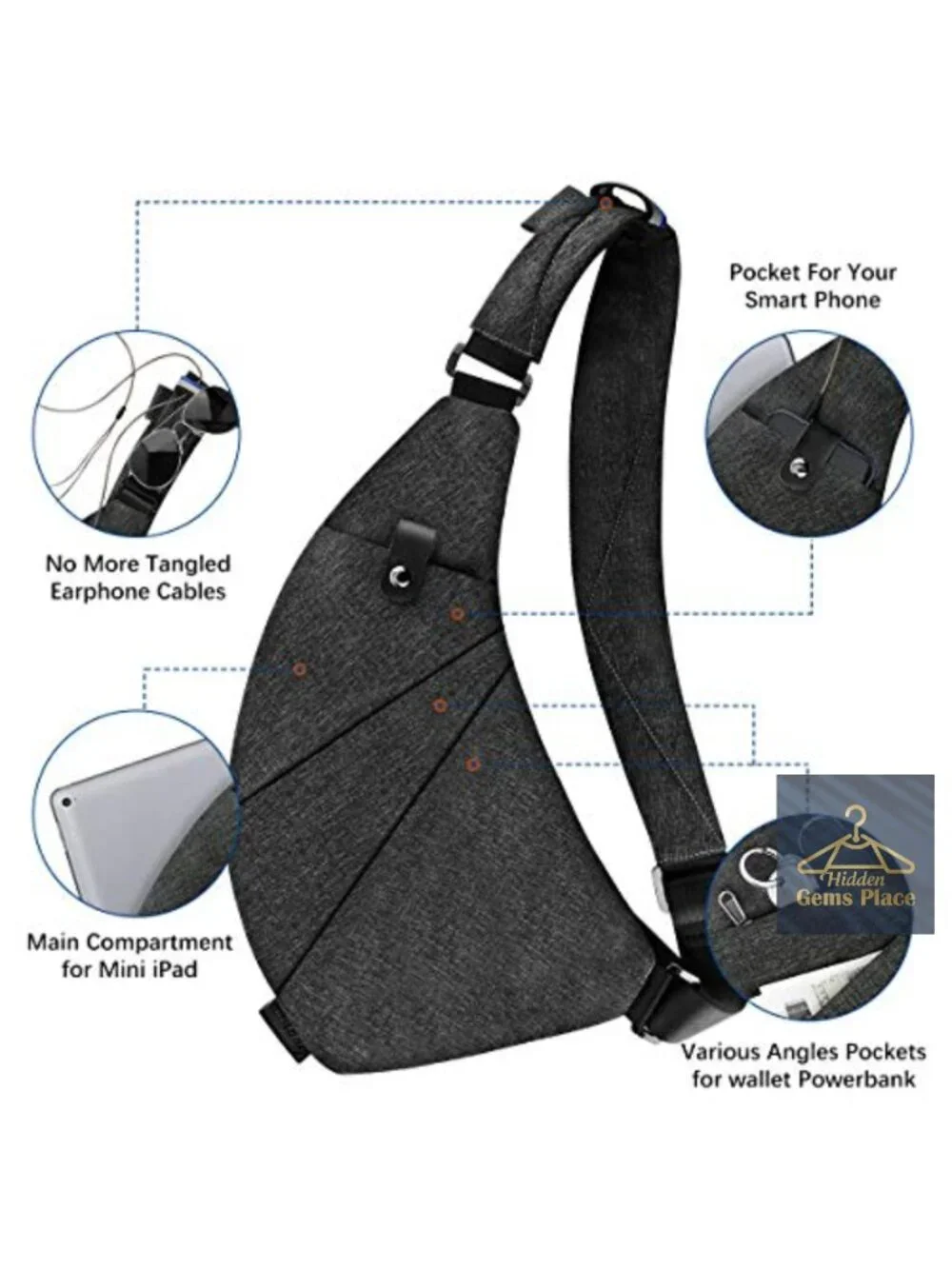 Sling Crossbody Bag Anti Theft Travel Purse Waterproof Compact